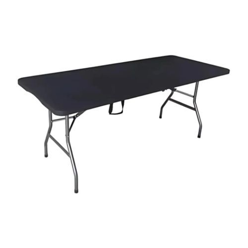 Mesa Dobravem Camping 180cm Preta Portatil Leve Facil Transporte Estrutura Resistente Lazer Acampamento Praia Piquenique