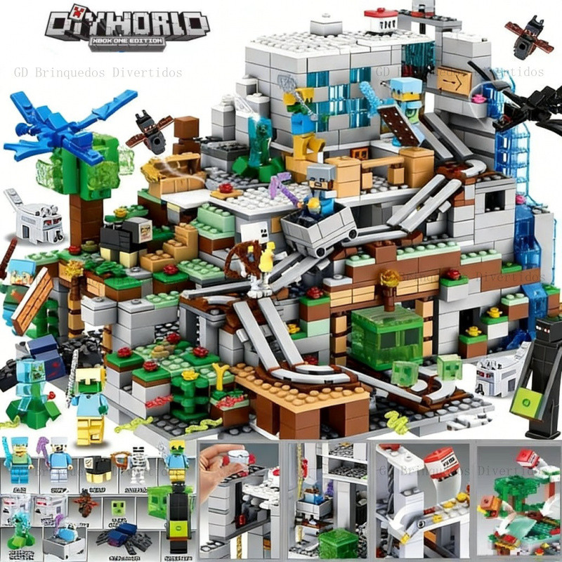 1000 Peças Blocos de Montar Meu Mundo Selva com Cachoeira,Casa na Árvore e Gato Leopardo Presente Criativo para Crianças em Oferta na Shopee