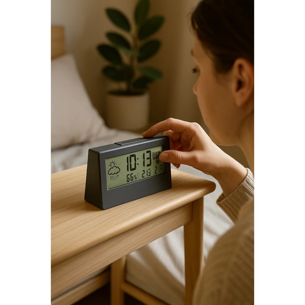 Relógio Despertador Digital Mesa Acorda Alarme Horas Temperatura Preto Presente Casa Achadinhos