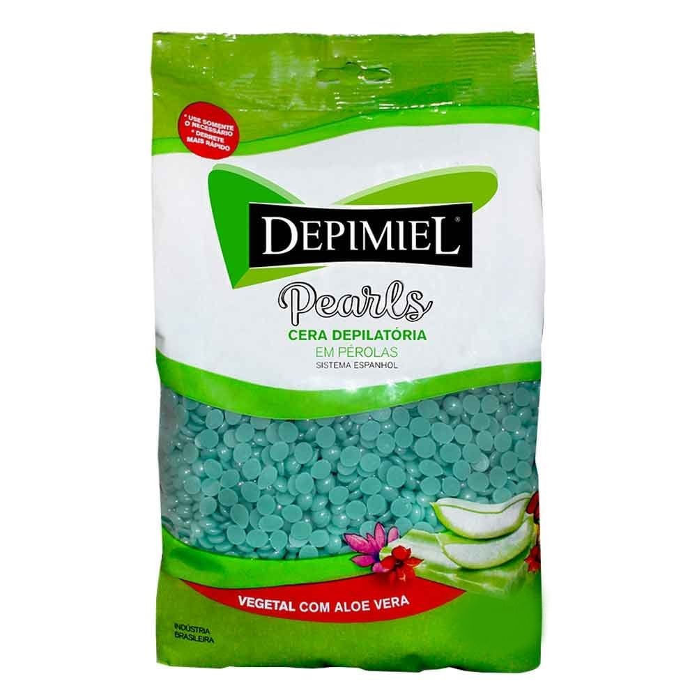 Cera Depilatória Depimiel Em Pérolas Vegetal Aloe Vera - 500g em Oferta na Shopee