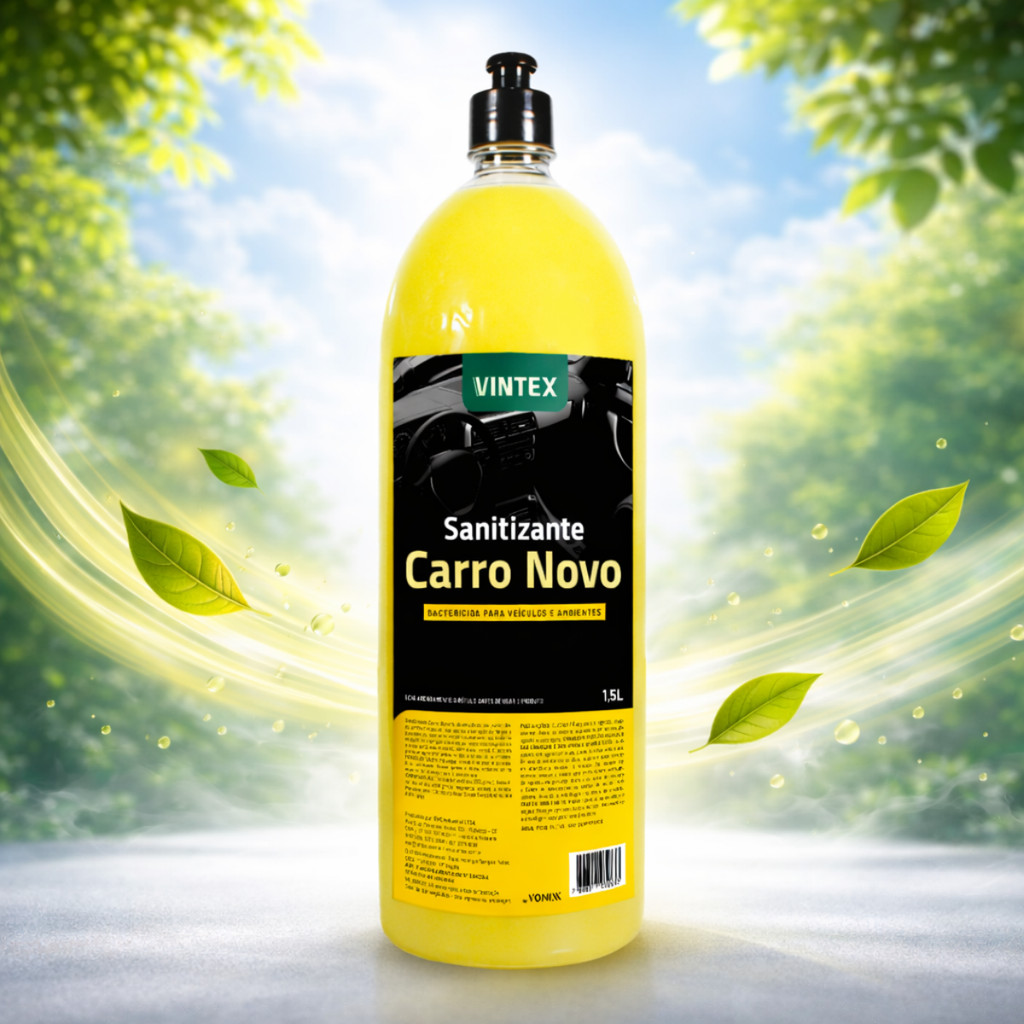 Cheirinho Bactericida Sanitizante Carro Novo Vintex 1,5l Amarelo Elimina fungos e bactérias