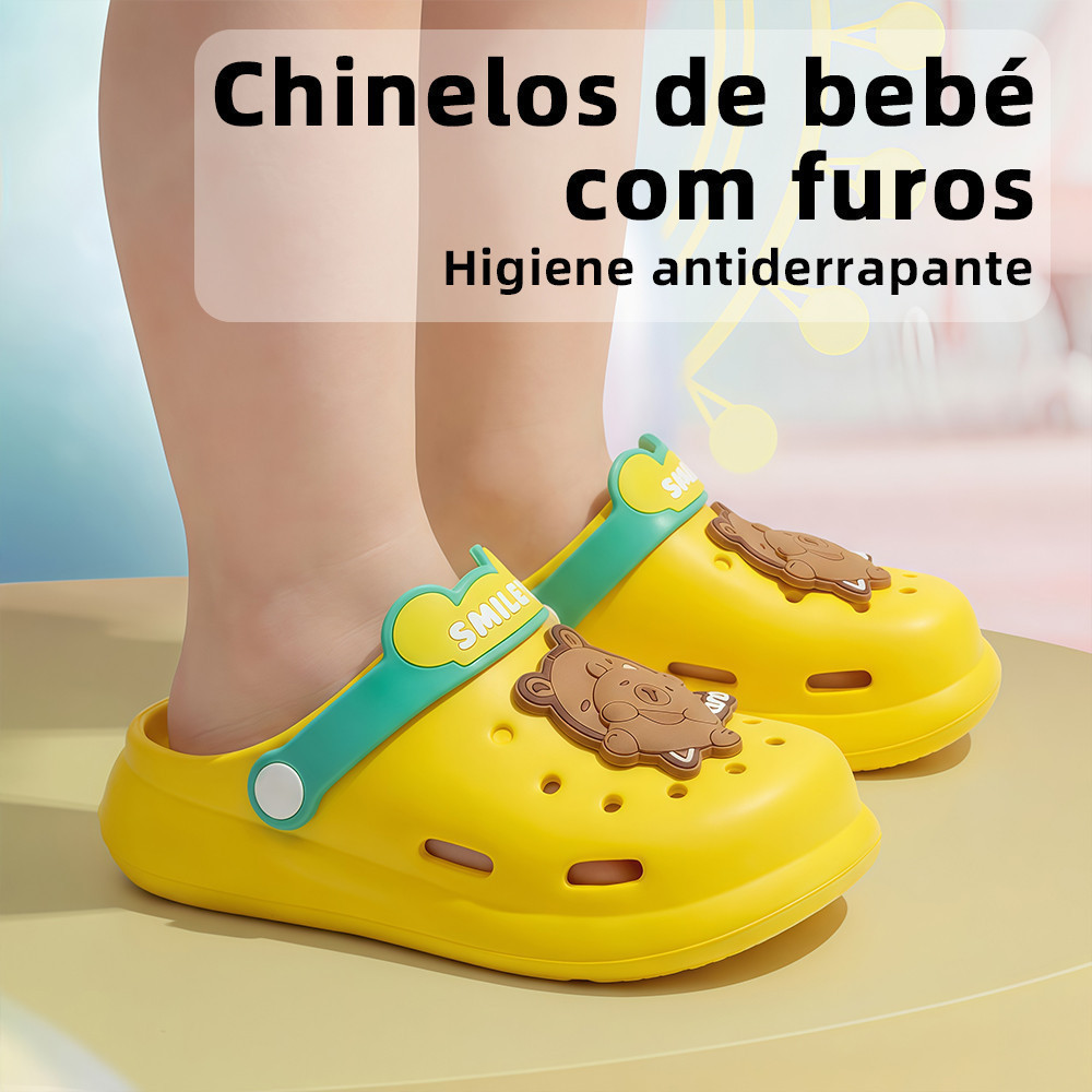 Babuche Sandália EVA Modelo Chato Macio Solado Antiderrapante Botons Removíveis com Formato Decorativo Infantil Feminino — imagem 2 de 2
