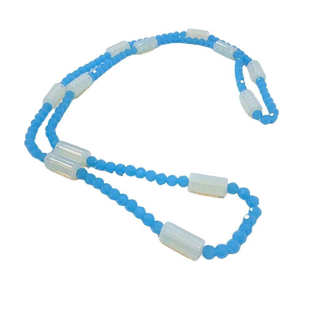 Guia de Iemanjá em Cristal 8mm com Firma Branco Opal 56cm 1 Colar