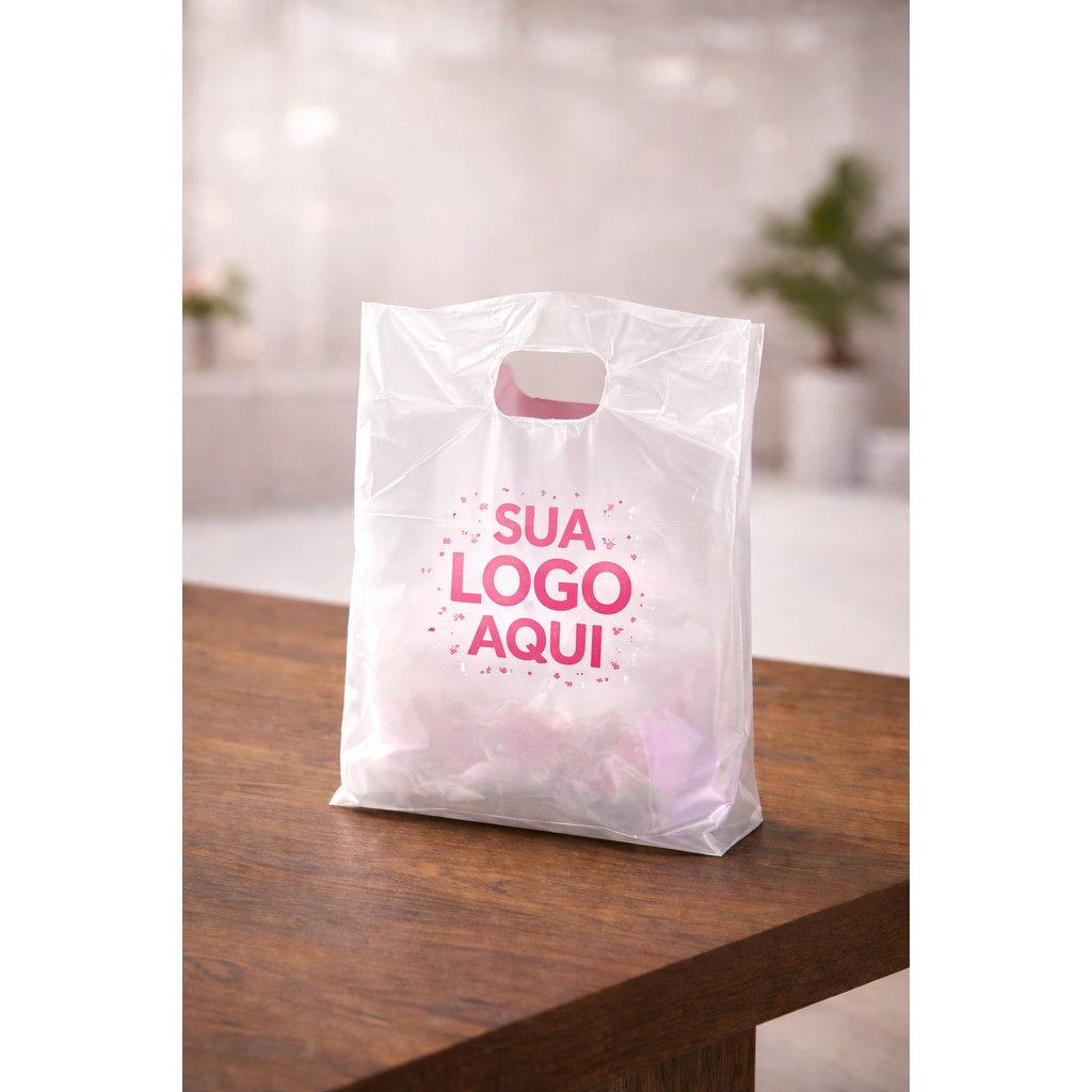 Sacolas Personalizadas Para Loja Transparente  30x40 Kit 100