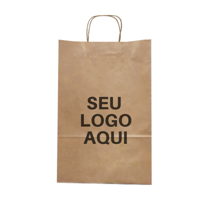 Sacola De Papel Kraft G2 Personalizada 100 Unidades