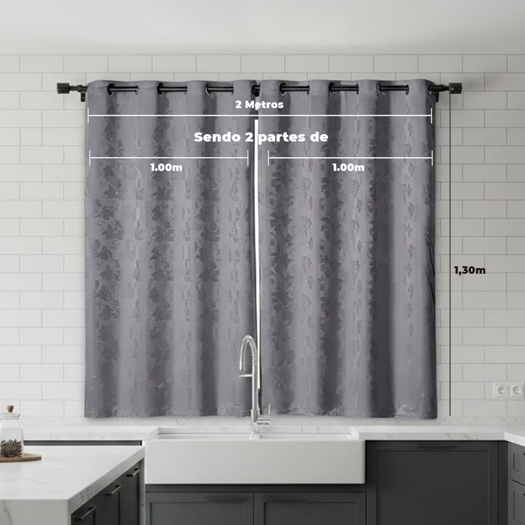 Cortina Jacquard 2,00x1,30 Moderna Prática e Elegante para Sala Quarto Escritório Cor Linda Entrega Imediata