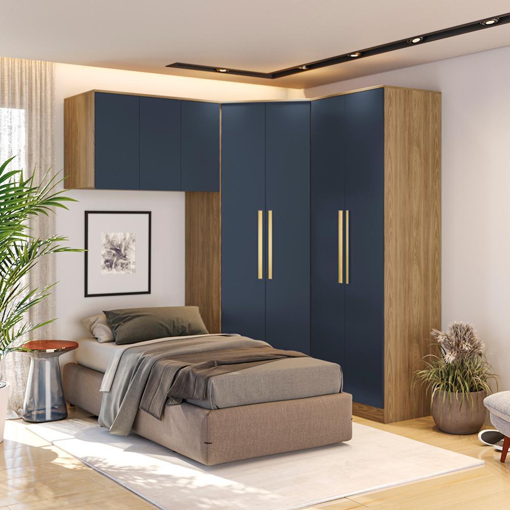 Quarto Modulado Kappesberg Adapt Nogueira/Azul Profundo 3 peças em Oferta na Shopee