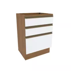 Balcão 3 Gavetas Kappesberg Celeste 100% MDF Nogueira/Branco 60cm