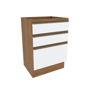 Balcão 3 Gavetas Kappesberg Celeste 100% MDF Nogueira/Branco 60cm em Oferta na Shopee