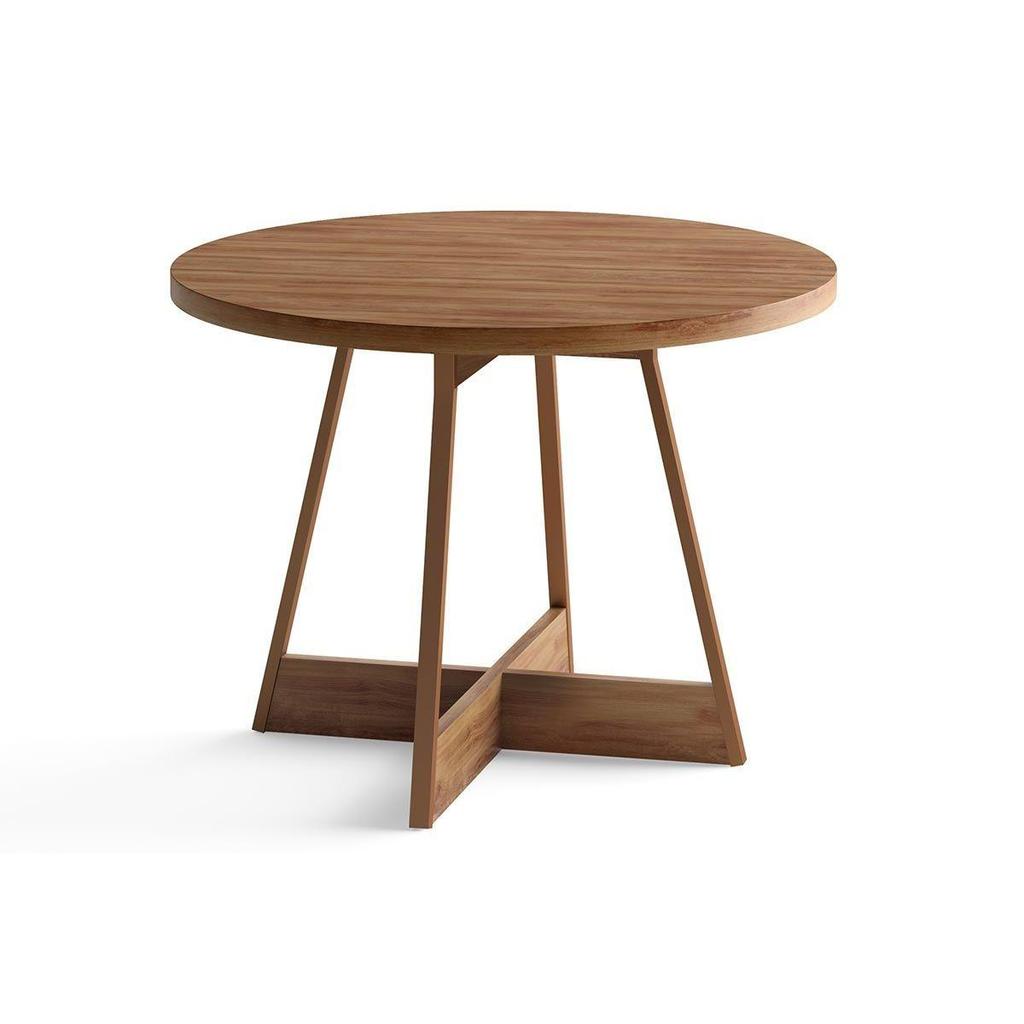 Mesa de Sala Jantar Átria 1594 Redonda Aço c/Tampo Madeirado Redondo 100cm Nogal/Freijo Rose - Carraro em Oferta na Shopee