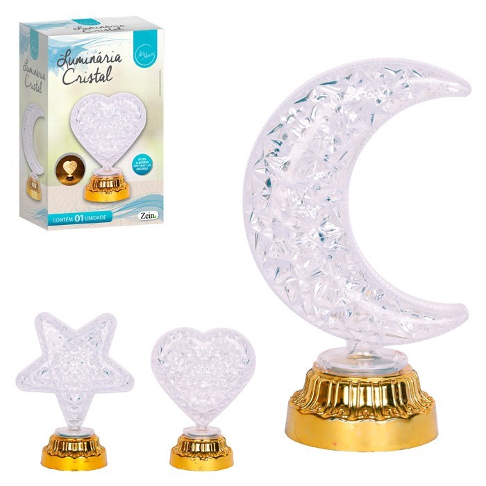 Luminaria Led Estrela Lua Coração 3 Modos Elegante Quarto Ajustavel Mesa Estudo Livro