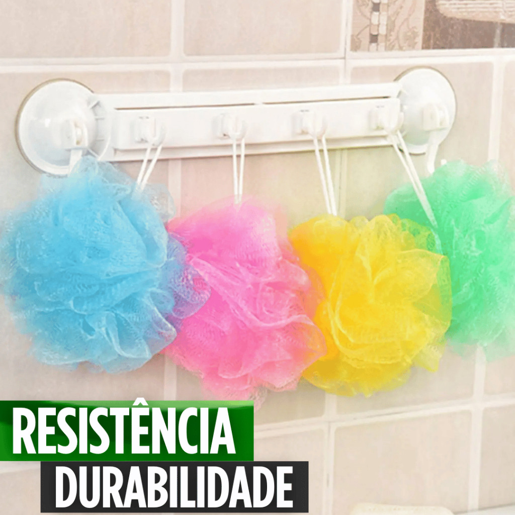 KIT 5/4/3/2/1 unidades de Esponja Bucha de Banho em Nylon Com Cordinha Qualidade Garantida Cores Sortidas