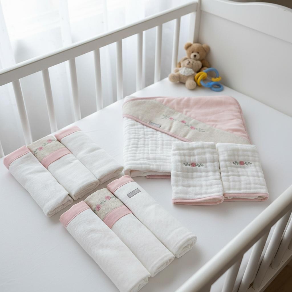 Kit Enxoval 9 Peças Pano de boca, Fralda, Cueiro e Toalha Soft Loupiot Nature em Oferta na Shopee