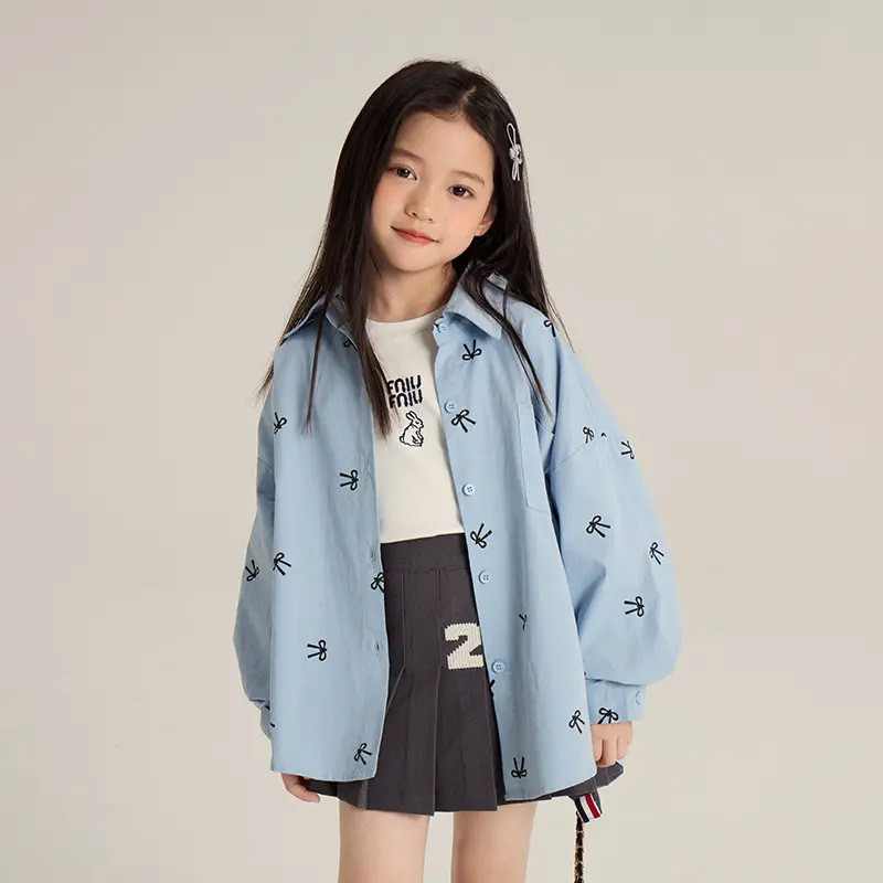 Meninas camisas primavera outono estilo 2025 novo estilo moda roupas infantis meninas primavera camisas casuais crianças