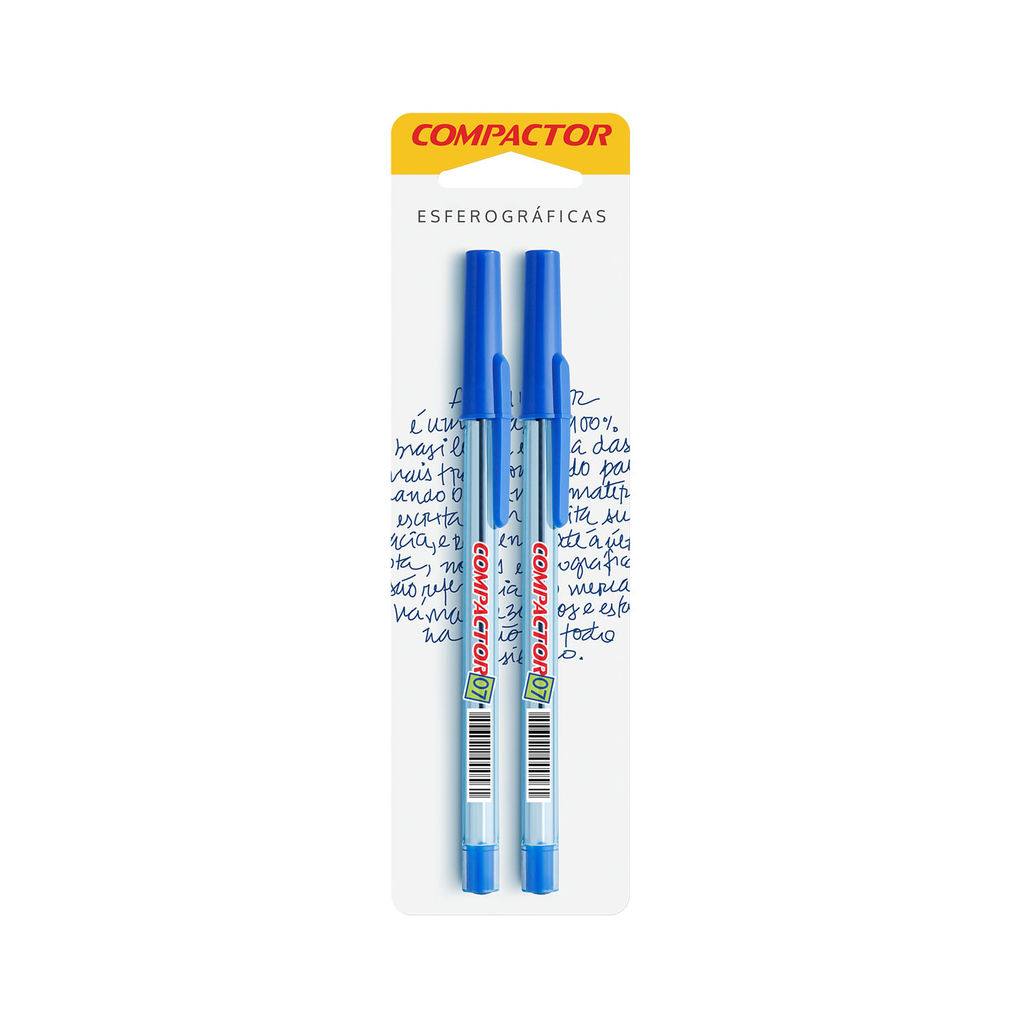 Caneta Esferográfica Compactor 0.7mm Azul com 2 Unidades em Oferta na Shopee