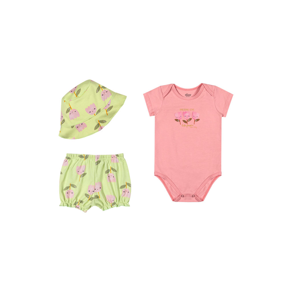 Kit Bebê Menina Com Chapéu Elian Rosa em Oferta na Shopee