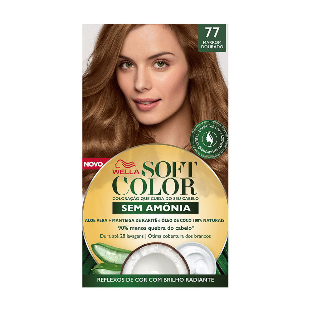 Tintura Soft Color Sem Amônia Marrom Dourado 77 Kit em Oferta na Shopee