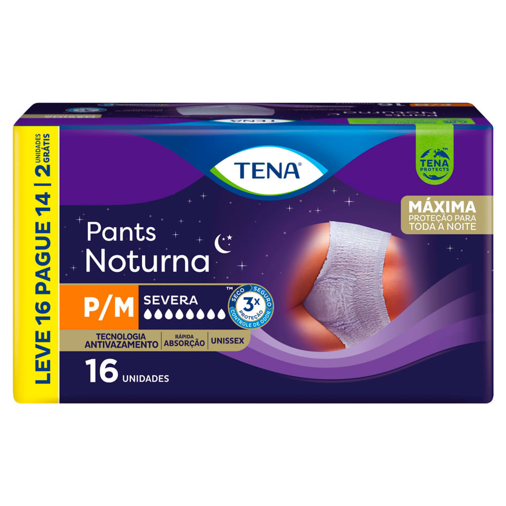 Roupa Íntima Tena Pants Noturna Tamanho P/M Leve 16 Pague 14 Unidades