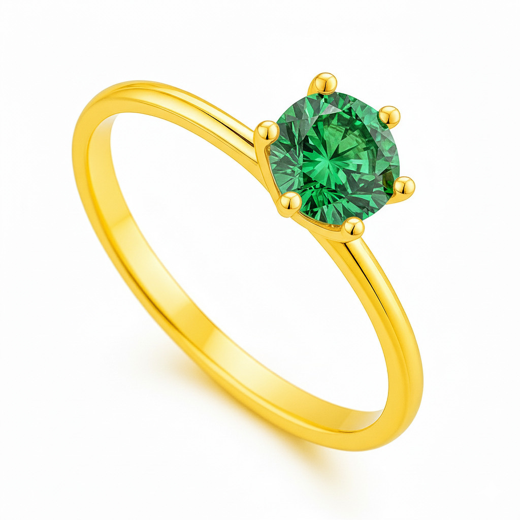 Anel 2mm Casamento Ouro 18k Solitario Zirconia Verde Luxo em Oferta na Shopee