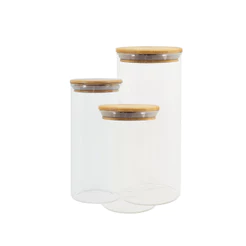 Conjunto de Potes Herméticos com Tampa de Bambu - 3 Peças Oikos