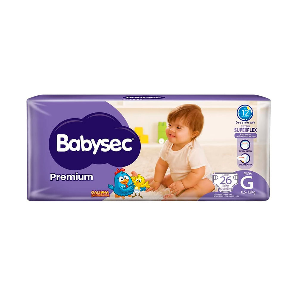 Fralda Babysec Premium Tamanho G Pacote Mega 26 Unidades Descartáveis em Oferta na Shopee