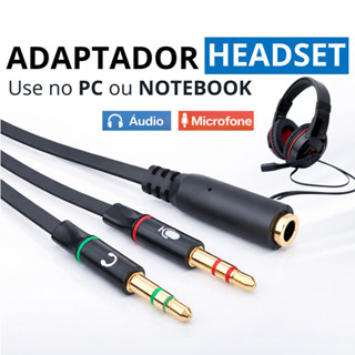 Adaptador Headset P3 para 2 P2 Áudio e Microfone PC Notebook -Cabo 3.5mm 18cm Alta Qualidade Pro Top em Oferta na Shopee