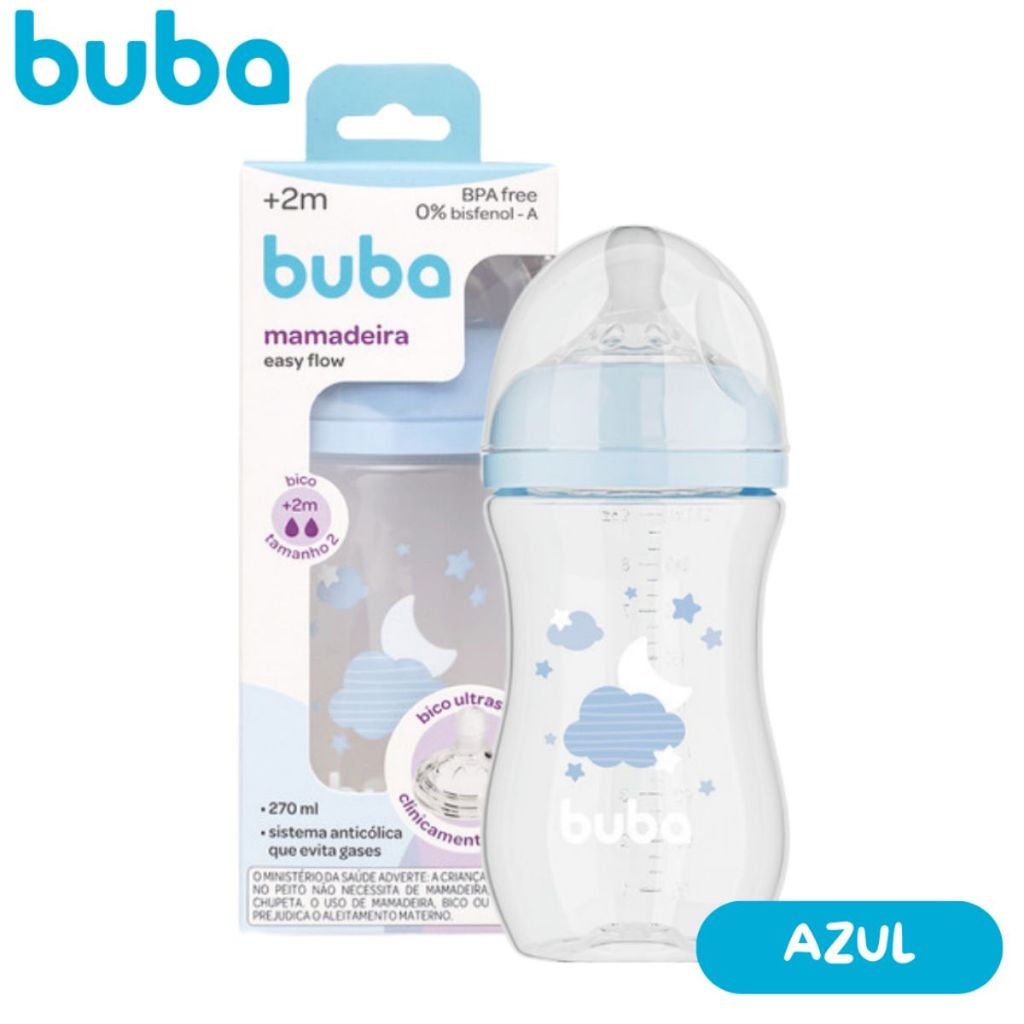 Mamadeira Buba Infantil 270ml Easy Flow Anticólica +2m