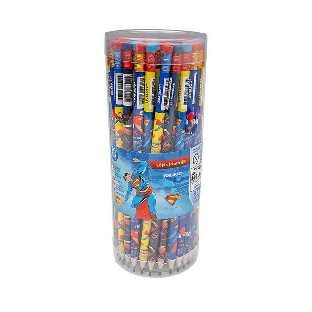 LAPIS GRAFITE HB RESINA SUPERMAN RED C/ BORR POTE C/72 UNID LEO E LEO