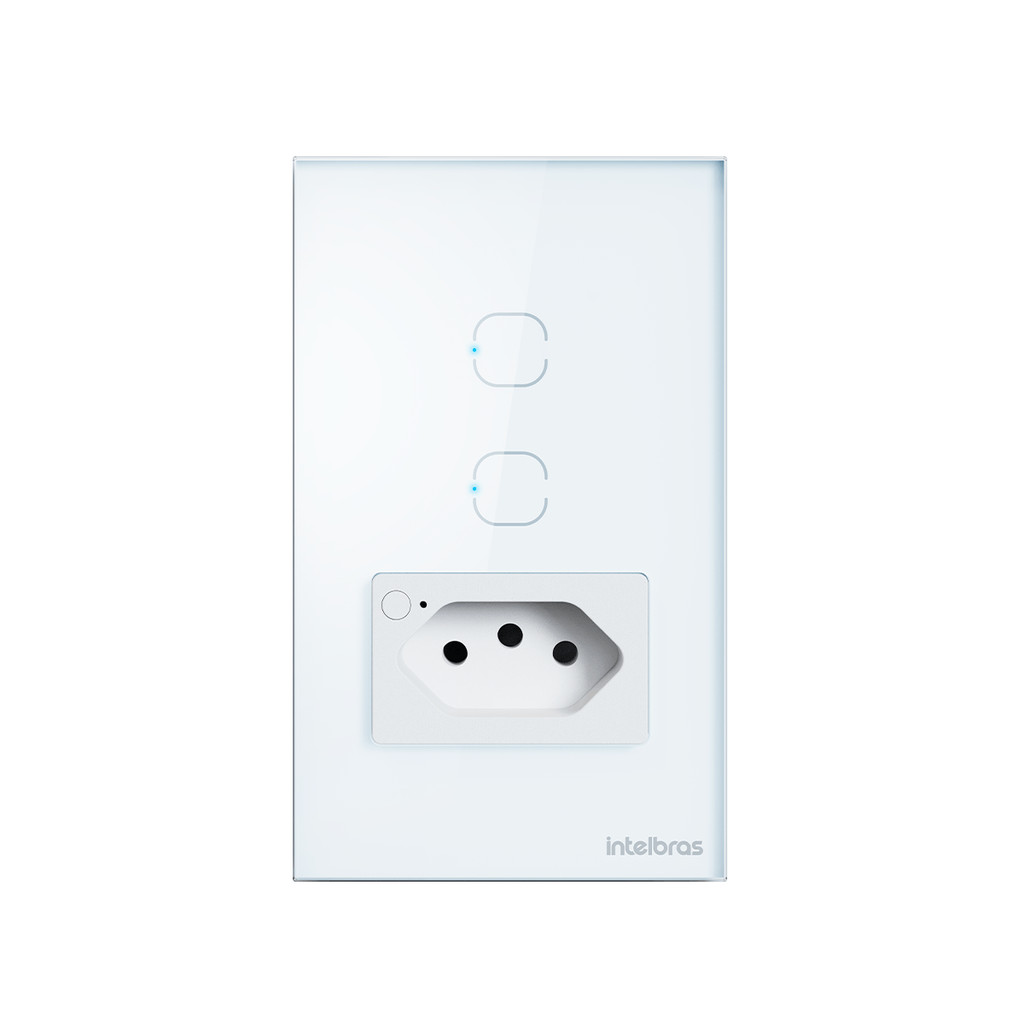 Tomada com 2 Interruptores Inteligentes Wi-fi ETS 2002 Branco Intelbras em Oferta na Shopee