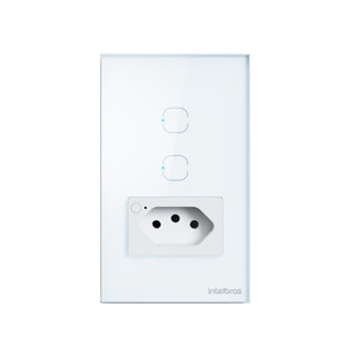 Tomada com 2 Interruptores Inteligentes Wi-fi ETS 2002 Branco Intelbras em Oferta na Shopee