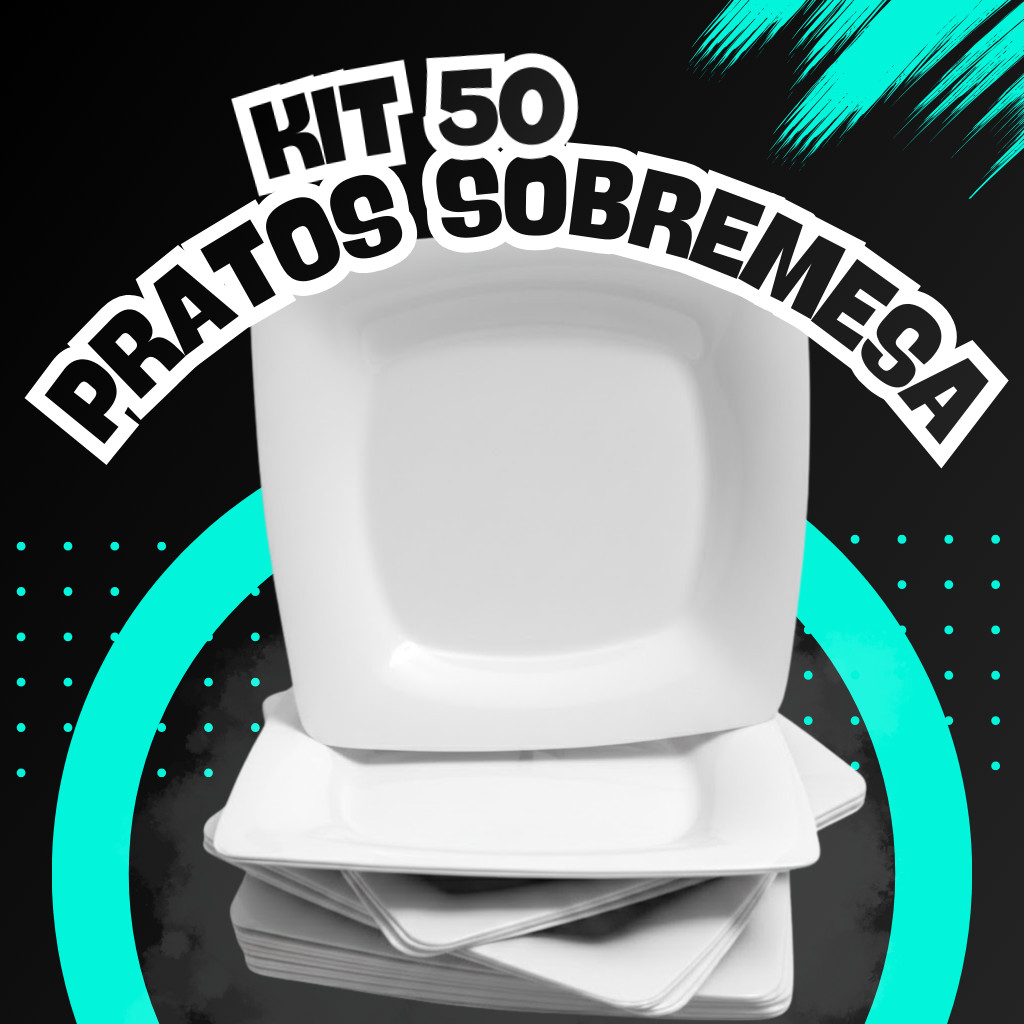 KIT 50 Pratos de Sobremesa Quadrados 17cm para Festas, Aniversários, Aperitivos e Doces em Oferta na Shopee