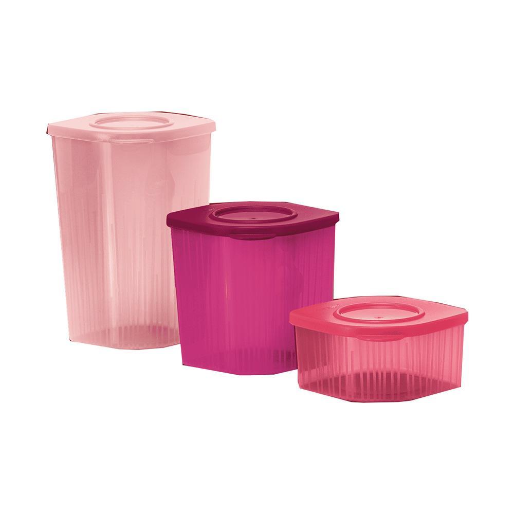 Kit Tupperware Fresh Box Quadrado 470ml + 1L + 1,5L Hermético