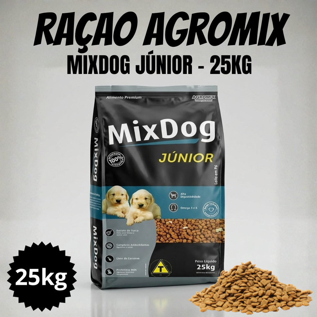 RAÇÃO MIX DOG FILHOTE JUNIOR 25KG  ( APENAS 1 UNIDADE POR PEDIDO )