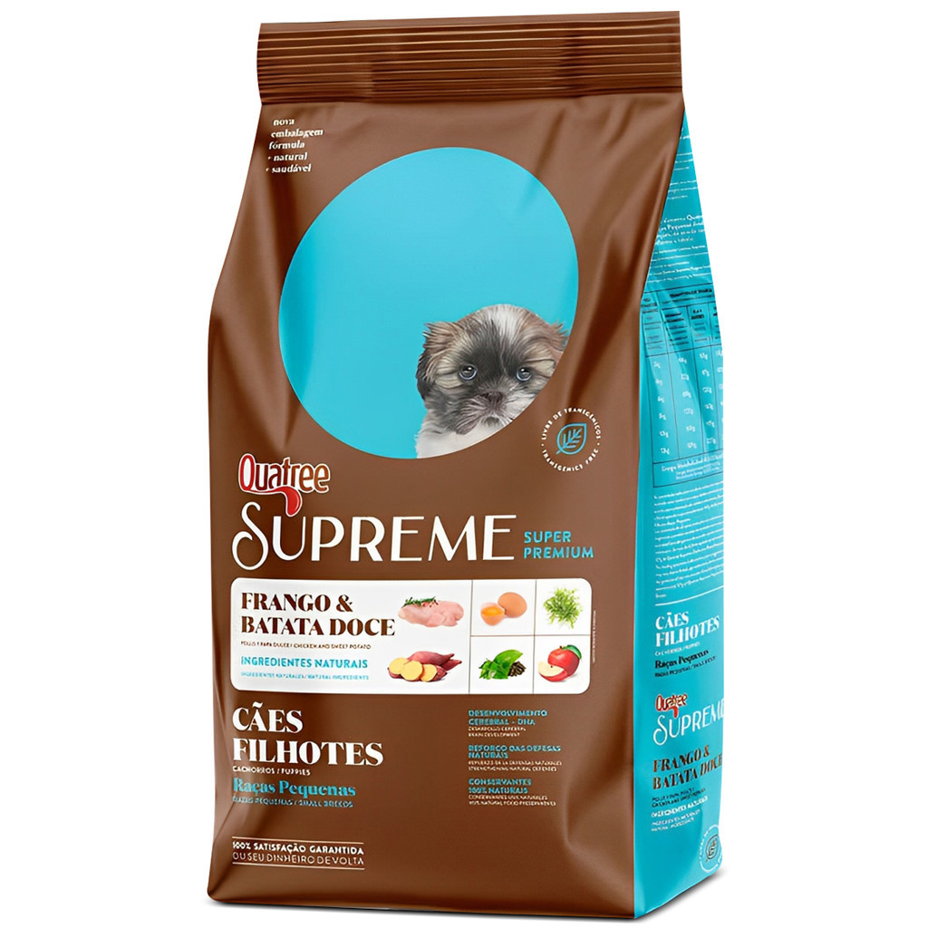 Ração Quatree Supreme Frango e Batata Doce Cães Filhotes Raças Pequenas 10kg em Oferta na Shopee