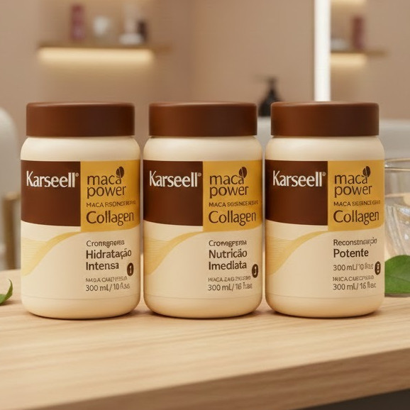 Kit Cronograma Capilar Karseell Completo 3 Máscaras Hidratação Nutrição Reconstrução Tratamento Profissional