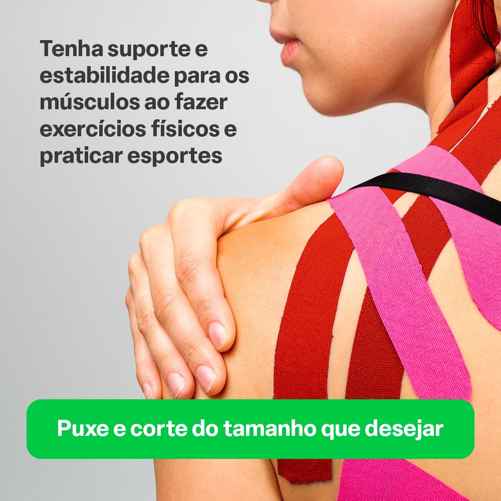 Kit 6 Fitas Kinésio Muscle Fix 5x500cm Vermelho Multi Saúde - HC043K · foto 2