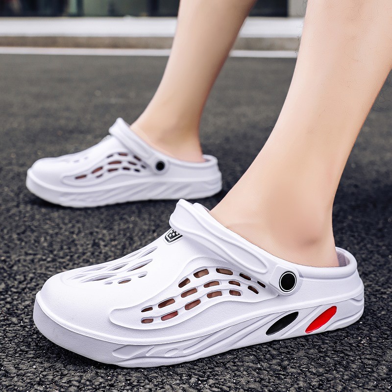 Imagem Sandálias Clogs EVA, Sapatos Aquáticos Respiráveis e Antiderrapantes, Chinelos 2 em 1 com Salto Ajustável, Tamanhos Gran