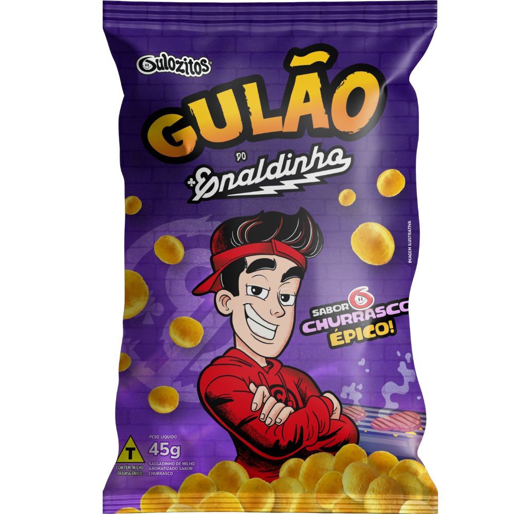 Salgadinho Gulozitos Gulão do Enaldinho Sabor Churrasco Epico 45g Salgadinho Gulozitos Gulão do Enaldinho Sabor Churrasco Epico 45g