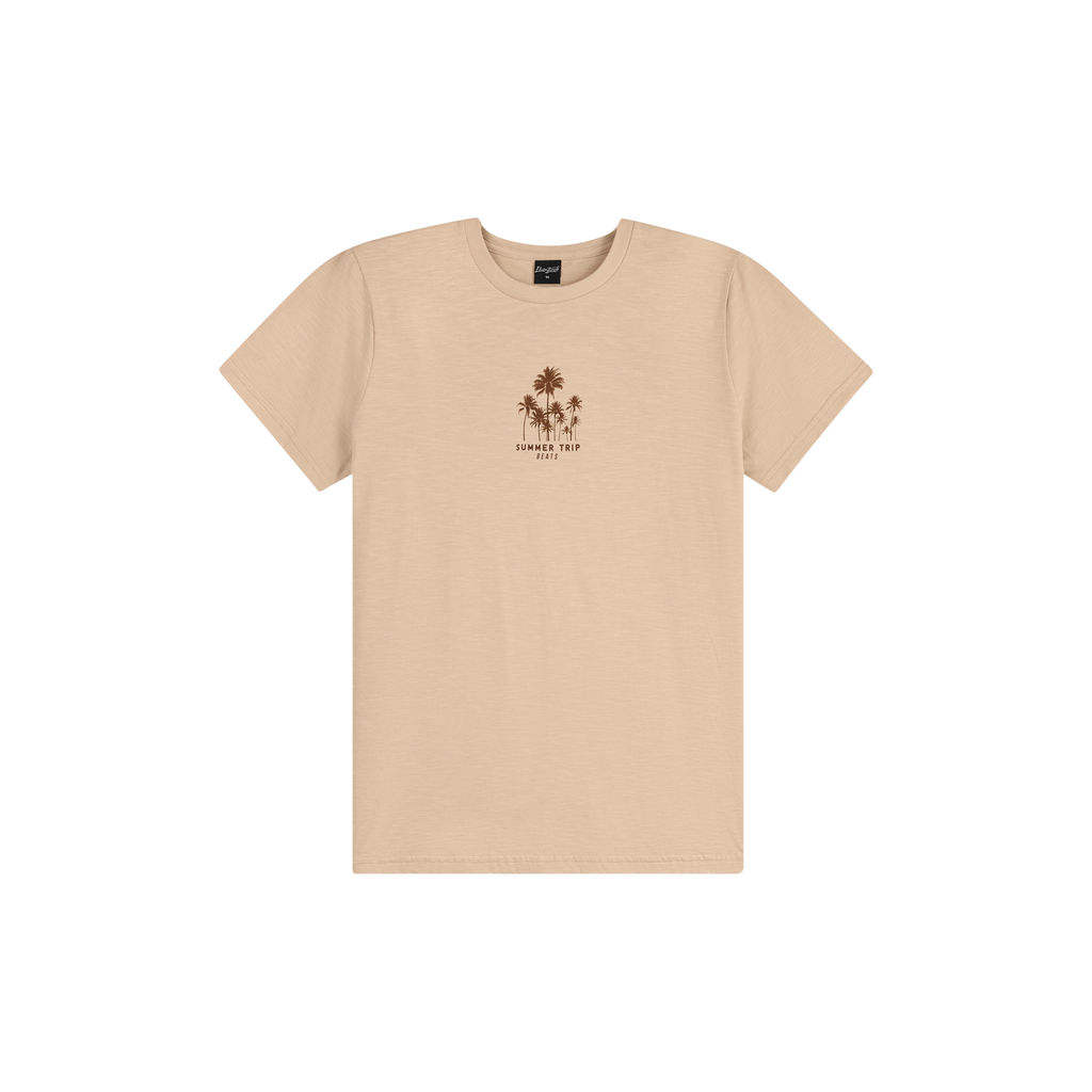 Camiseta Juvenil Menino Summer Trip Beats Bege em Oferta na Shopee