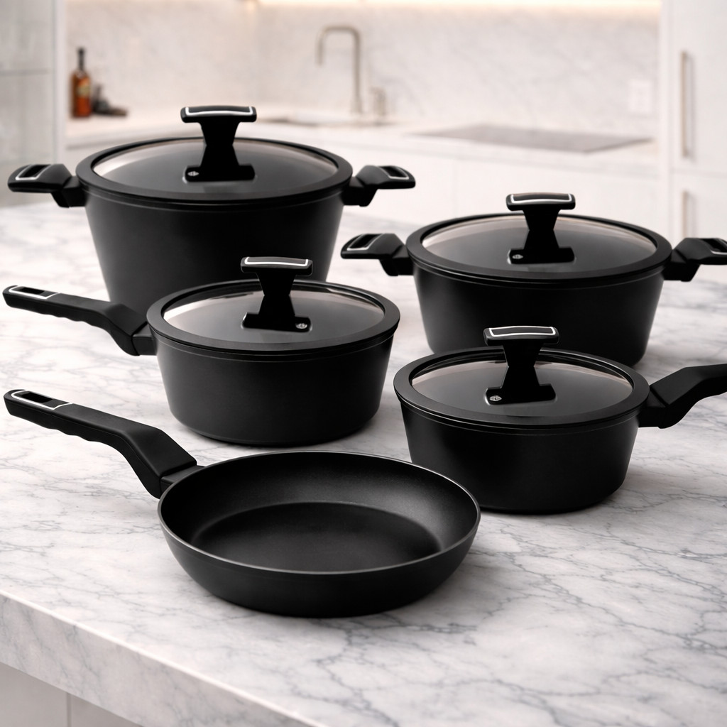 Imagem Jogo de Panelas 5 Peças Hauskraft Manhattan Antiaderente Premium Indução e Gás Conjunto Panelas Cozinha