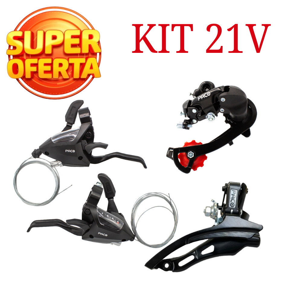 Kit Transmissão 21v Paco com Câmbios e Alavancas