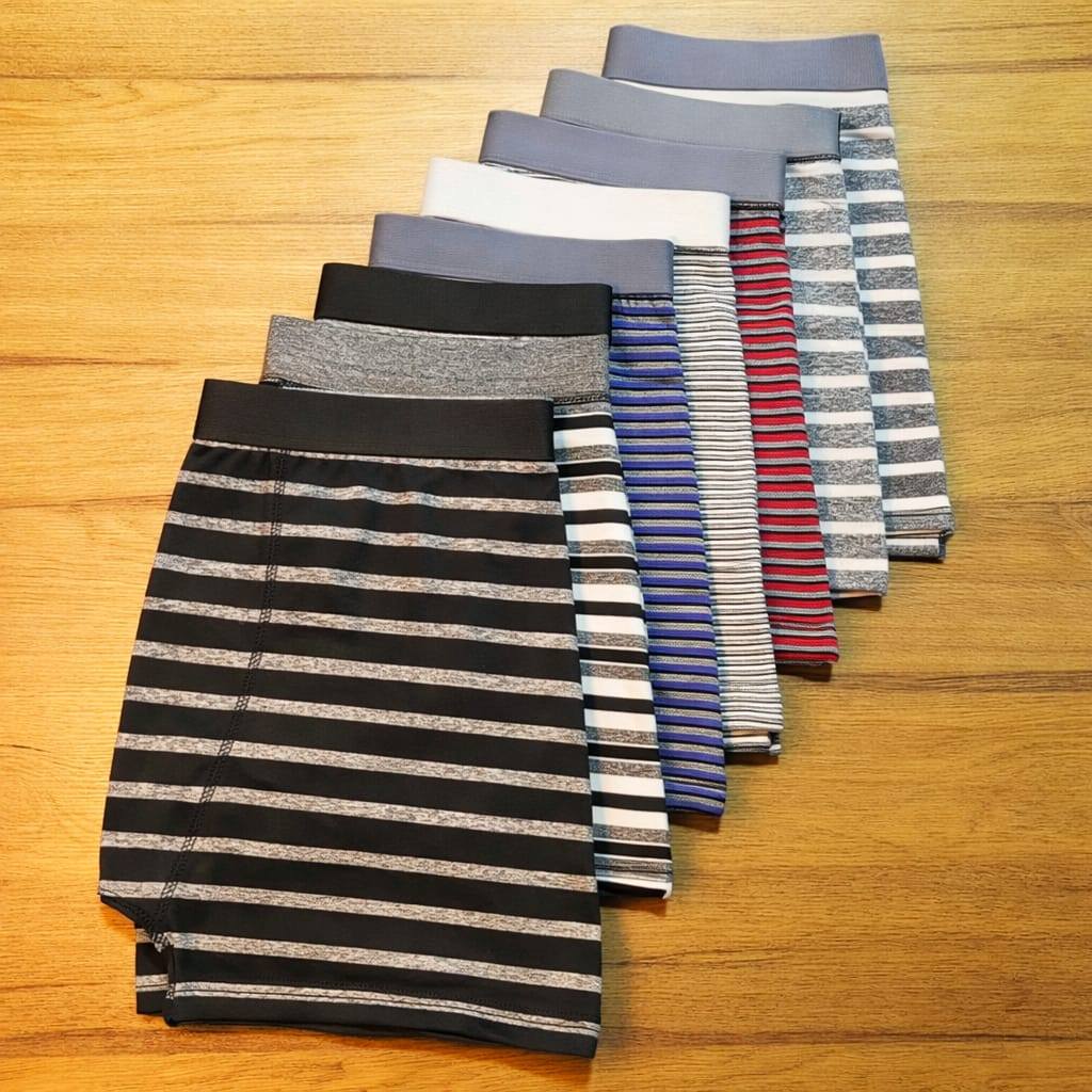 Kit 5 Cuecas Boxer Microfibra Plus Size Confortável Estampa Listrada em Oferta na Shopee