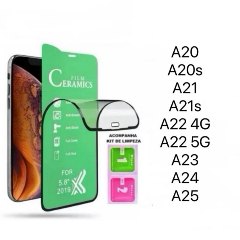 Película Cerâmica 9D 3D Gel Hidrogel Flexíve Para Samsung Galaxy A20 A30 A20s A21 A21s A22 4G A22 5G A23 A24 A25