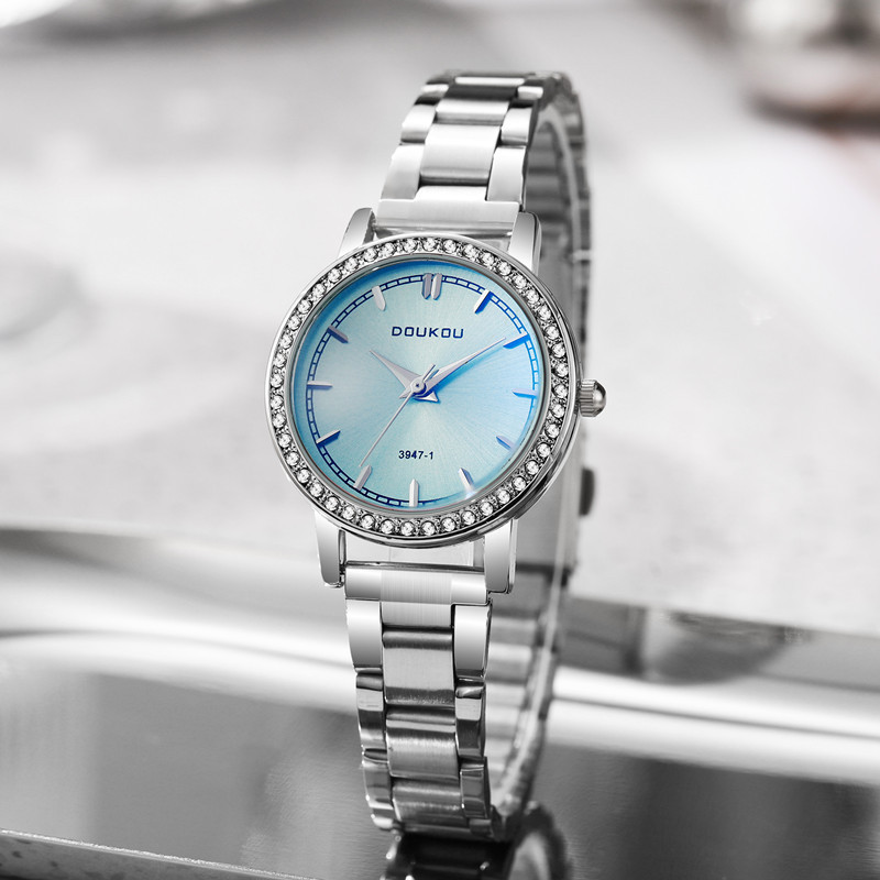 Relógio feminino elegante com pulseira de aço, relógio estiloso, relógio para estudantes, relógio de pulso de alta quali