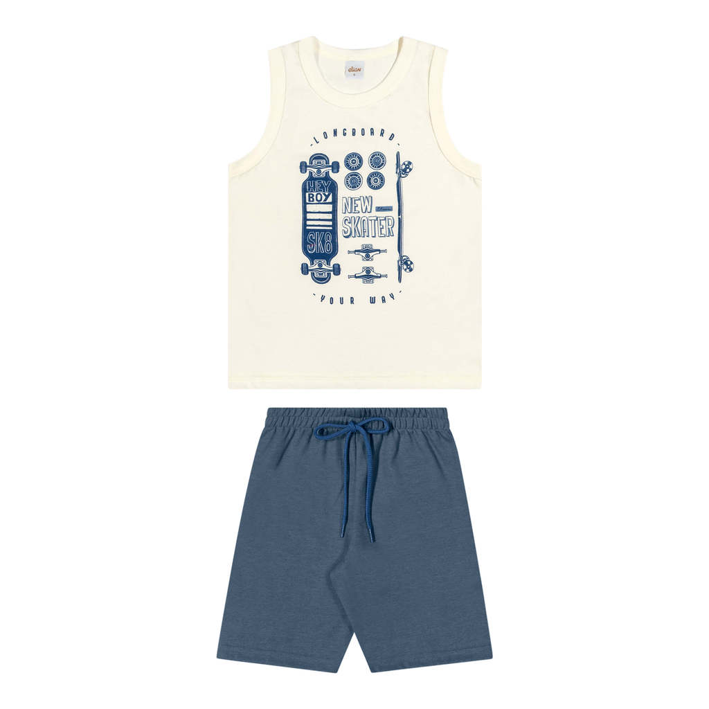 Conjunto Infantil Menino Longboard Elian Bege