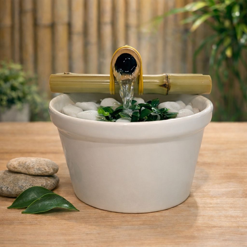 Imagem Fonte De Água Decorativa Bambu Feng Shui Zen Relaxante