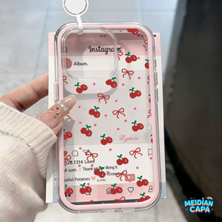 Capa 2 em 1 com moldura colorida para iPhone 17 Pro Max 13 11 12 16 15 14Plus Capinha Transparente de Cereja de bolinhas em Oferta na Shopee