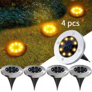 Kit4/8/12 Luminária Balizador Espeto Jardim Energia Solar LED Chão Redondo Branco Quente em Oferta na Shopee
