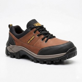 Tênis Bota Masculino Outdoor Adventure Couro Resistente Trilha Antiderrapante