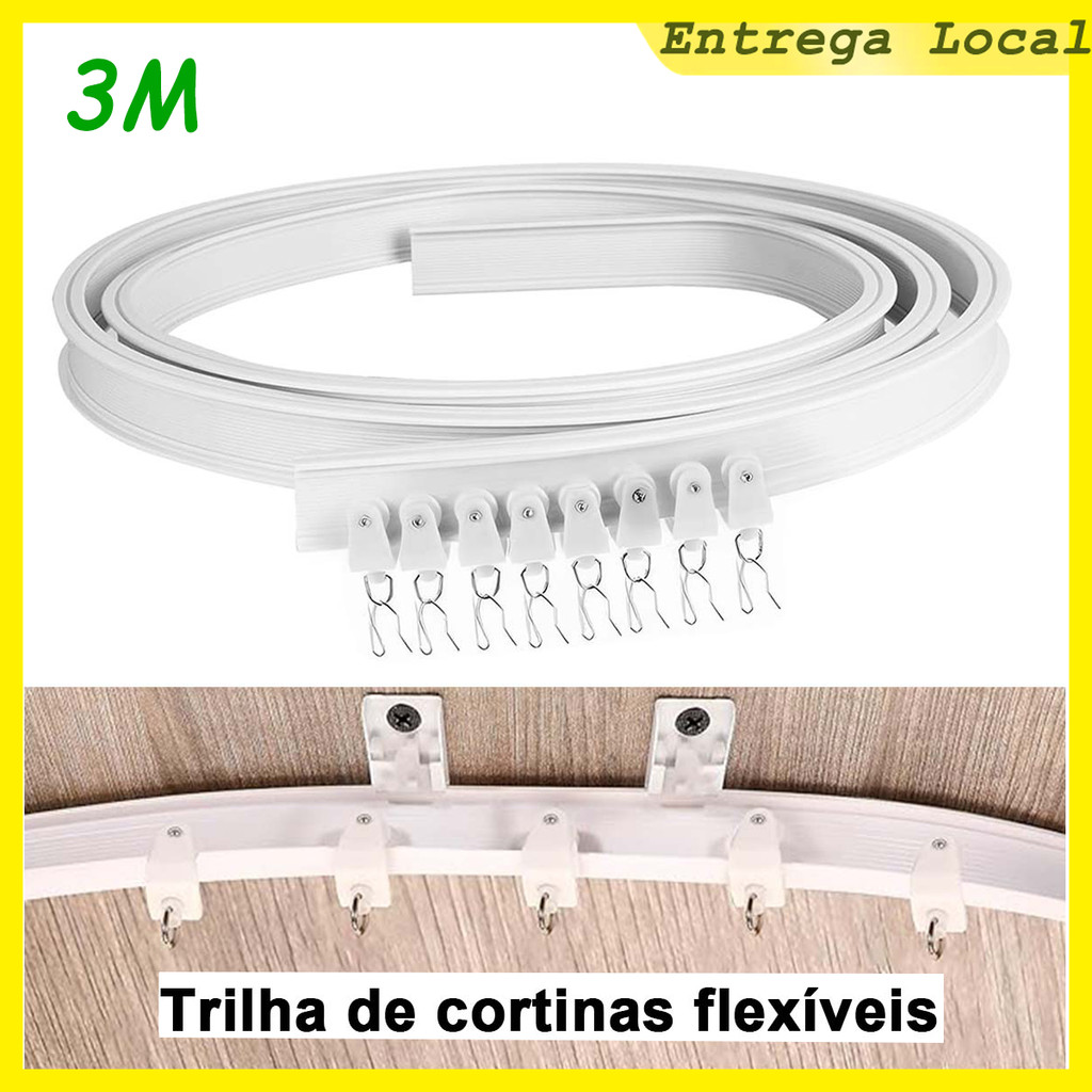 Trilho de cortina superior flexível 3 metros,trilho de cortina superior,Trilho cortina,haste de cortina superior,branco